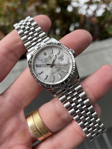 rolex 36mm silver